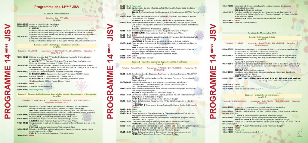 Programme des 14èmes JISV suite